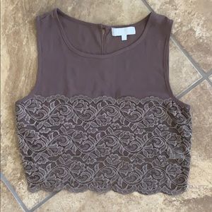 Brown laced crop top